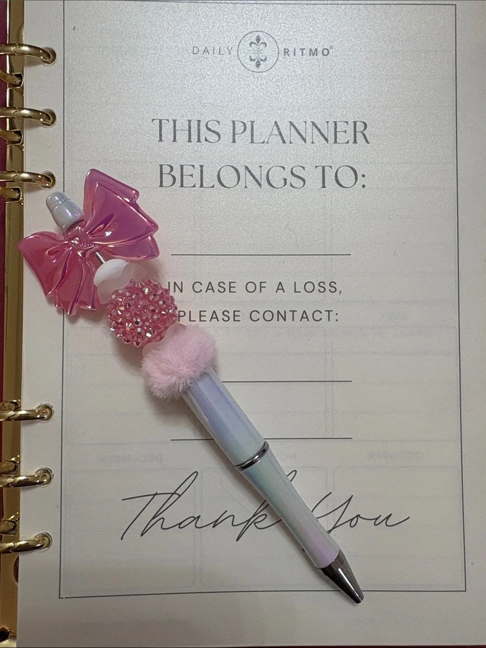 Pink Bow Pom-Pom Kids Pen